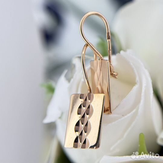 Золотые серьги пластины 585 золото новое