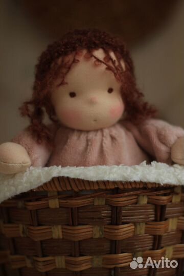 Кукла в пришивном комбинезоне