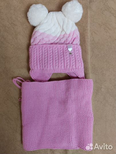 Комплект шапка и шарф для девочки 52-54 р
