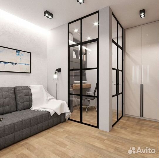 Стеклянная перегородка лофт