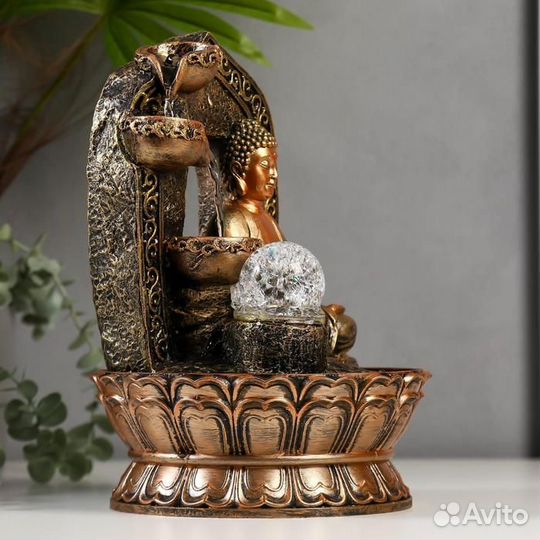 Фонтан настольный от сети, подсветка 'Будда в арке