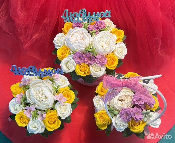 Мыльные цветы для мамы, на день мамы