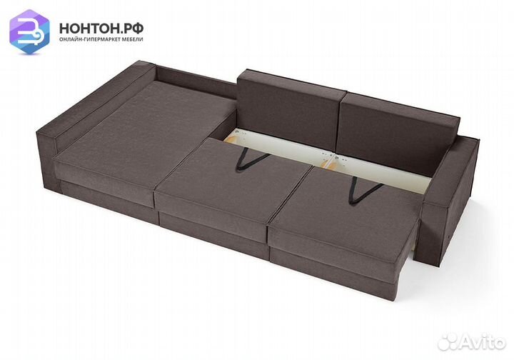 Диван угловой еврокнижка трехместный Тревис шокола
