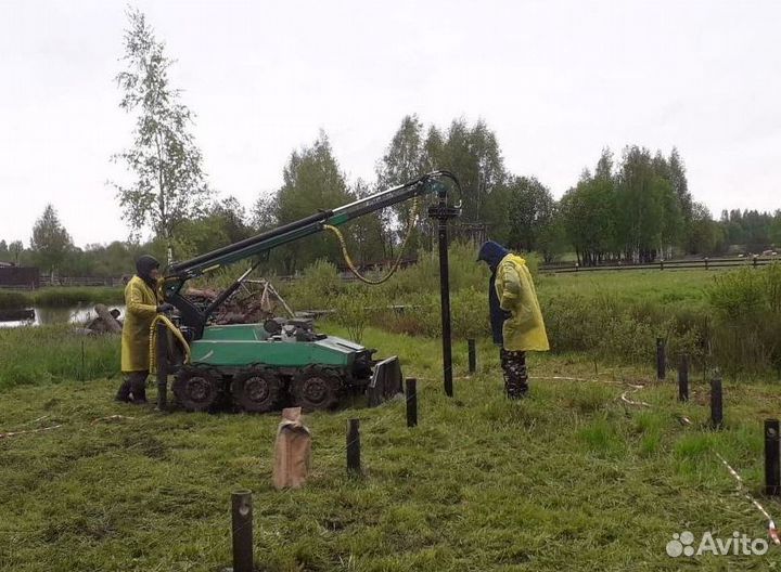 Металлические сваи с установкой