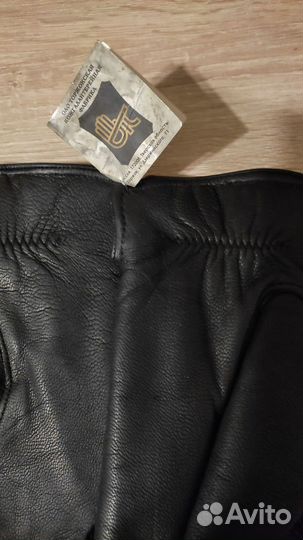Мужские кожаные перчатки зимние черные размер 25