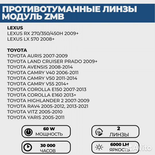 LED диод птф Toyota Corolla Camry Prado Rav4 Lexus