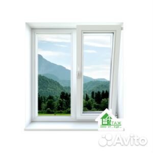Пластиковое двустворчатое окно 1300х1400 (2+5 кам)