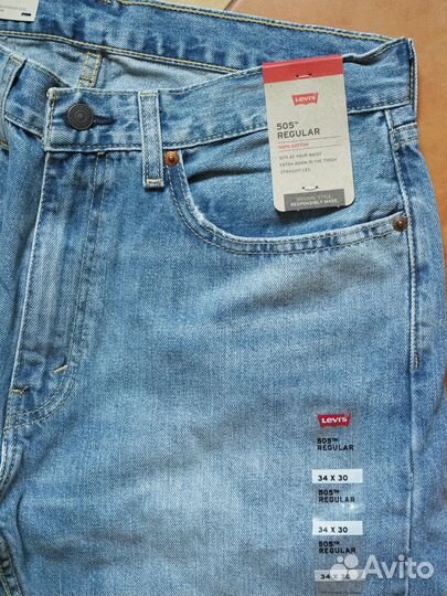 Джинсы тонкие Levi's 505 Regular Fit 34w 30l