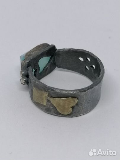 Кольцо с натуральным камнем под старину
