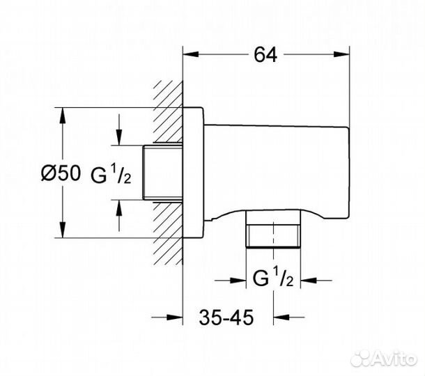 Шланговое подключение Grohe Rainshower 27057GN0 Х