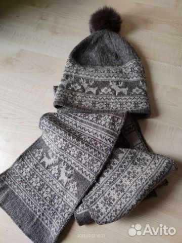 Комплект шапка и шарф шерсть