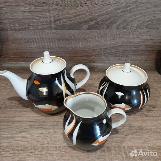 Молочник(бронь), чайник, сахарница Рыбки СССР