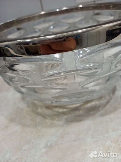 Хрустальная ваза салатник с ободком