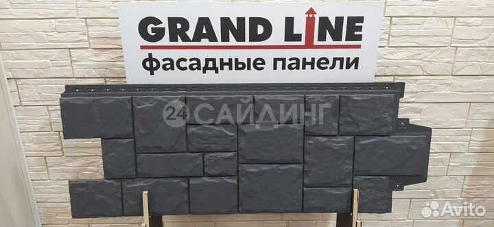 Фасадные панели Grand Line Крупный Камень classic Графит