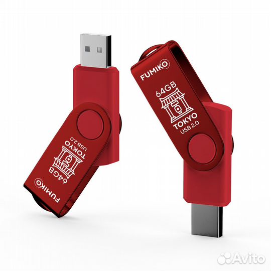 Флешка Токио 64GB красная USB 2.0