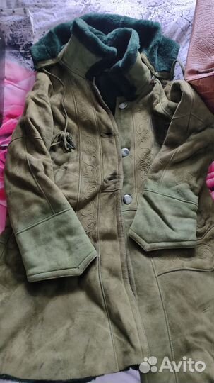 Дублёнка зеленая женская