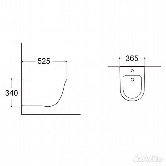 AQ1160-00 классик биде подвесное525*365*340