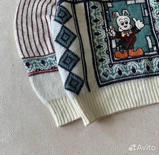 Винтажный свитер с рисунком 90 винтаж