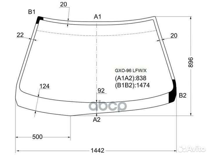 Стекло лобовое Toyota Cresta (X100) 96-01 GXO-96