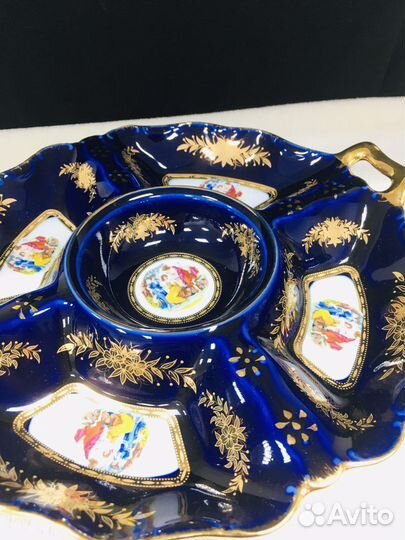 Менажница фарфор кобальт Чехия