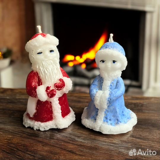 Свечи ручной работы новогодние Дед Мороз,Снегурочк