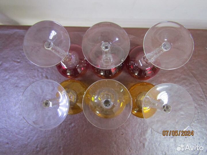 Фужеры цветной хрусталь /nachtmann германия, 60-е