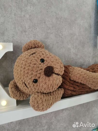 Новая вязанная игрушка медвежонок пижамница