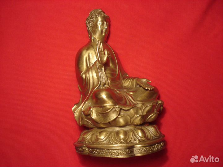 Большая Статуэтка Золотой Будда 29 см Индия Бронза
