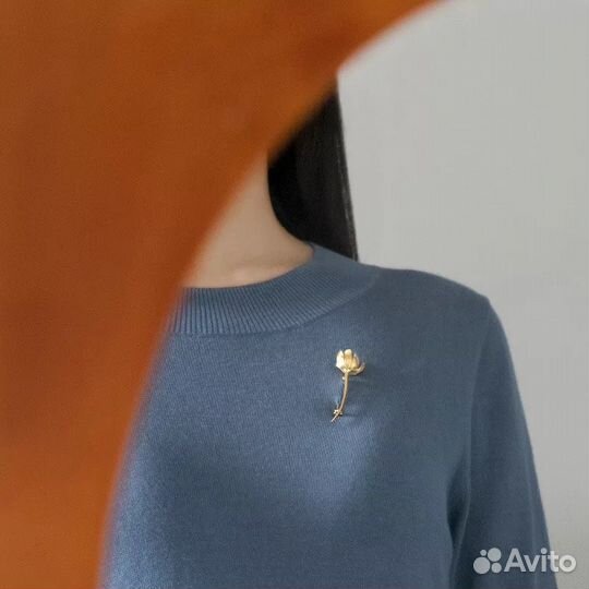 Брошка тюльпан Sakura Dream серебро в позолоте