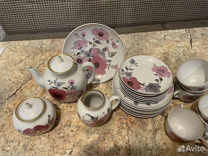 Сервиз чайный лфз СССР цветущий шиповник
