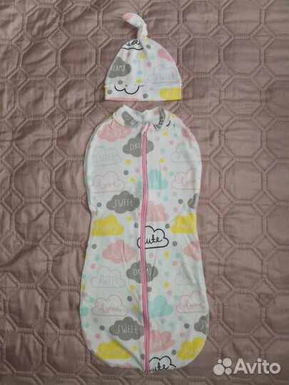Пеленка-кокон с шапочкой