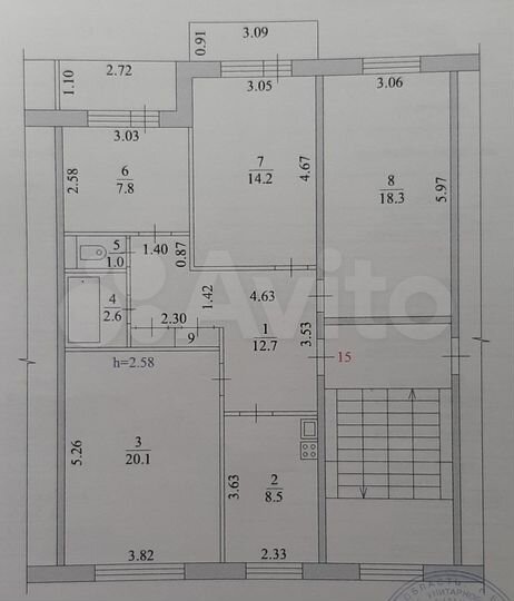 4-к. квартира, 86,1 м², 3/5 эт.