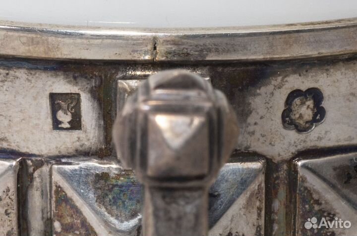 Набор из 6 фарфоровых кофейных чашек в серебряной