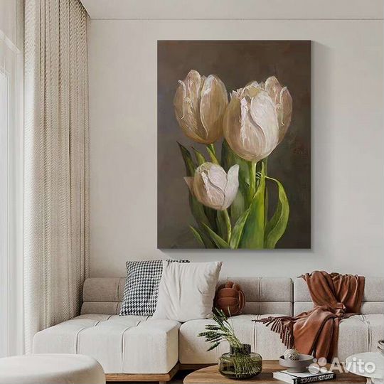 Картина маслом цветы Тюльпаны Онлайн примерка
