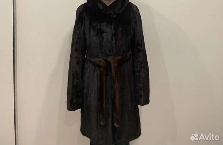 Шуба норковая с капюшоном 42 44 бу