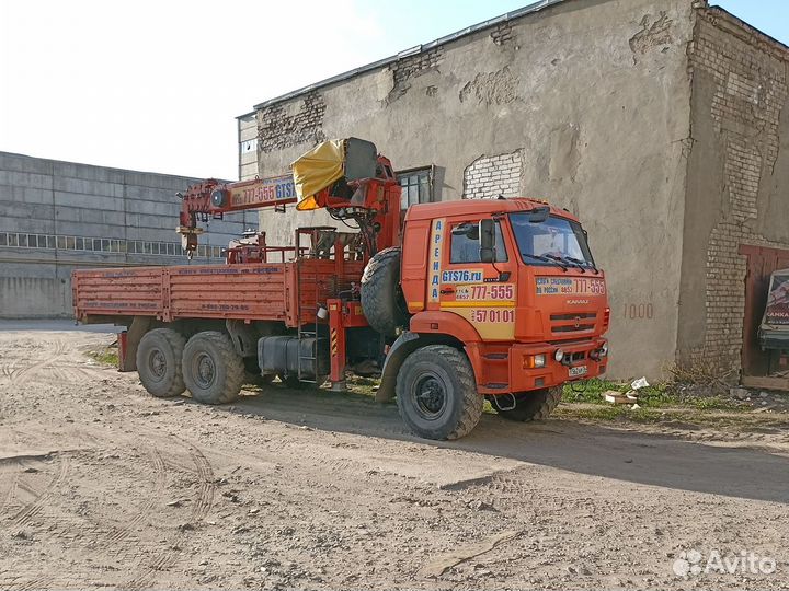 Аренда и услуги манипулятора-вездехода, стрела 7 т, борт 10 т, 6 м