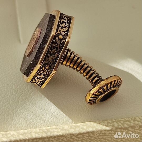 Запонки серебряные с обсидианом