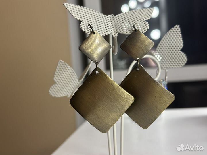 Серьги под бронзу длинные