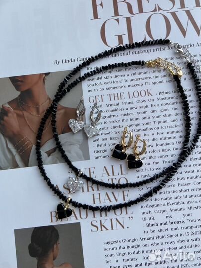 Чокер колье.Колье чокер с сердечком и серьги