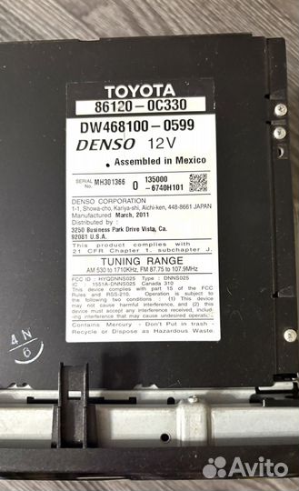 Магнитола Toyota оригинал 86120-OC330