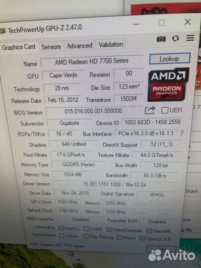 Видеокарта ATi HD 7770 1Gb
