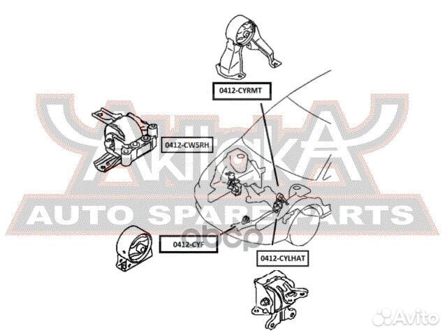 Подушка двигателя передняя AT/MT 0412-CYF asva