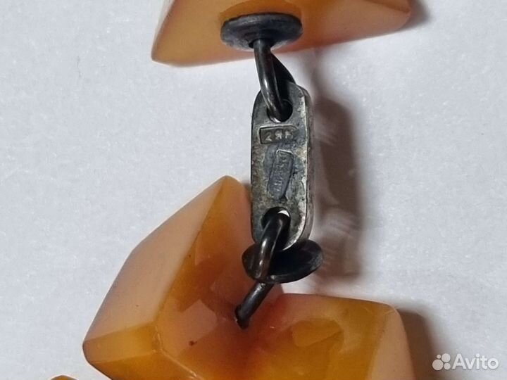 Запонки янтарь из СССР редкие красивый желтый
