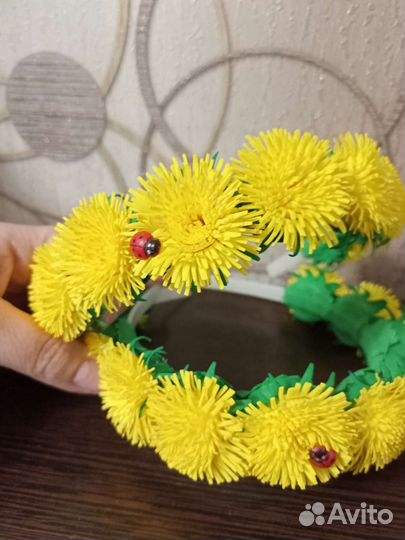Ободочек с одуванчиками ручной работы