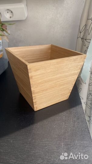 Кашпо икеа Vildapel бамбук квадратное