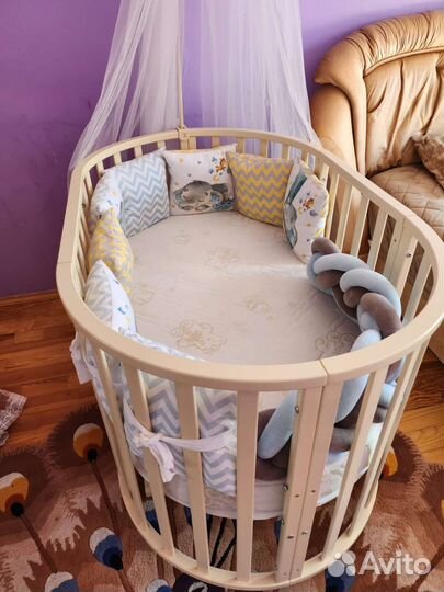 Детская кроватка трансформер с маятником