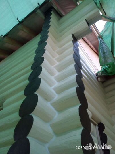 Шлифовка срубов, грунтовка, покраска, тёплый шов