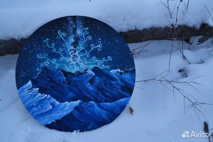 Картина горы пейзаж космос на холсте акрил