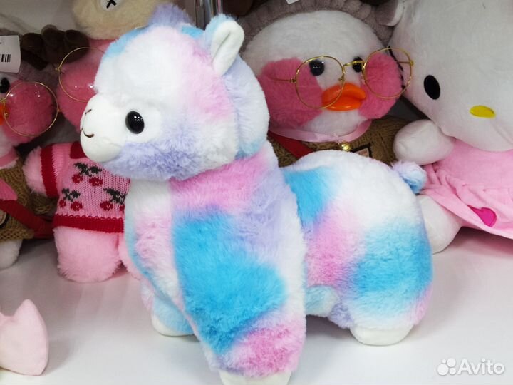 Мягкая игрушка Лама Альпака радужная 35 см