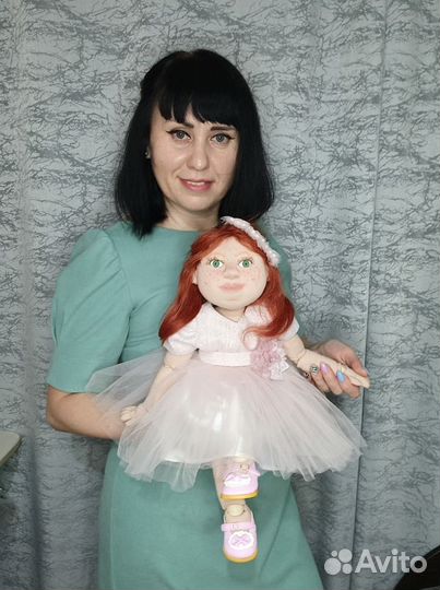 Текстильная шарнирная кукла авторская работа